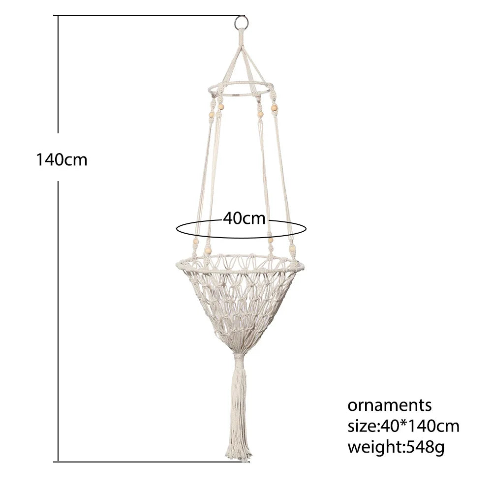 Pet Cat Hammock Swing Bed Bohemian Handwoven Tapestry Cotton Macrame For Home Bedroom Decoration Wall Hanging Without Mat - Color: 40cm Cat Basket