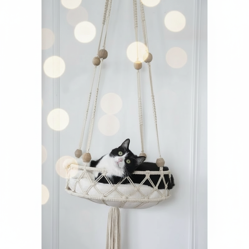 Pet Cat Hammock Swing Bed Bohemian Handwoven Tapestry Cotton Macrame For Home Bedroom Decoration Wall Hanging Without Mat