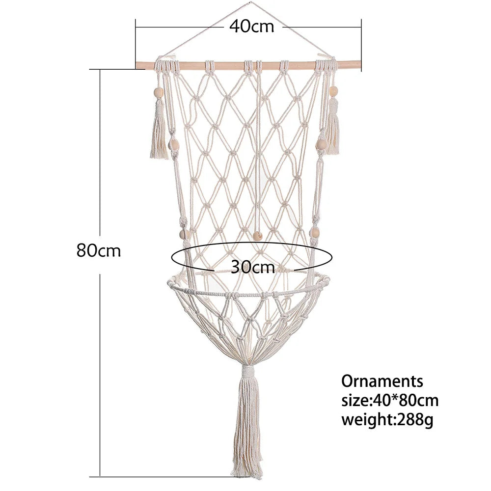 Pet Cat Hammock Swing Bed Bohemian Handwoven Tapestry Cotton Macrame For Home Bedroom Decoration Wall Hanging Without Mat - Color: Tassels